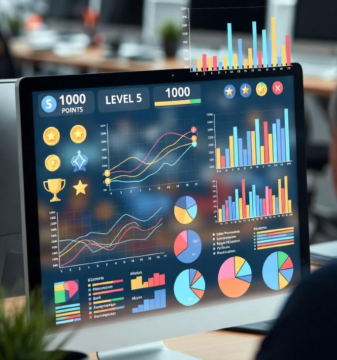 gaming mechanics like points and rewards blending into marketing charts