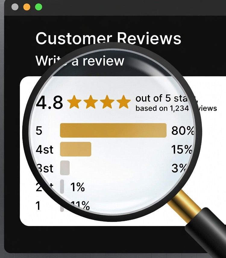 five-star ratings on a digital review page