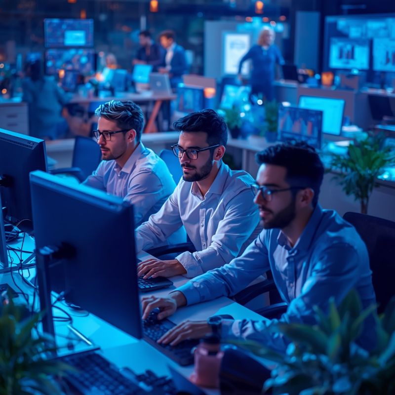affiliate marketers analyzing online gambling traffic data on multiple screens